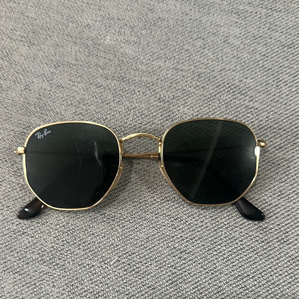 Ray-Ban Hexagonal Gold and Black Sunglasses